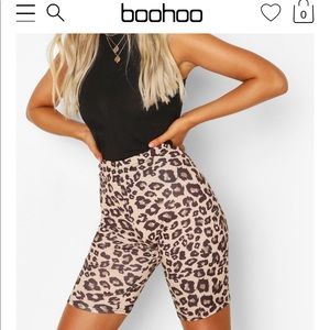NWT BooHoo leopard print biker shorts